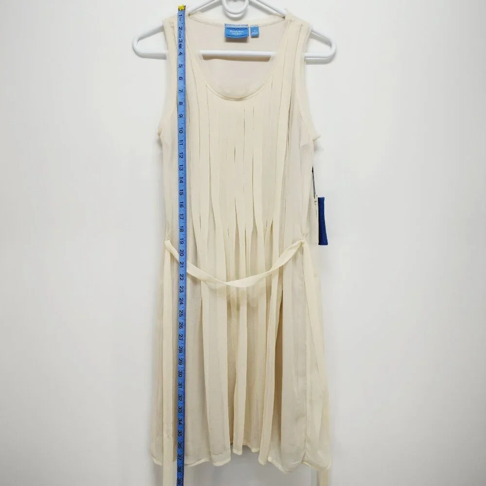 Simply Vera Vera Wang chiffon mid Dress Womens Sleeveless Pleated  beige Size S